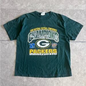 1996 Vintage Green Bay Packers NFC Champions Green T Shirt Size XL